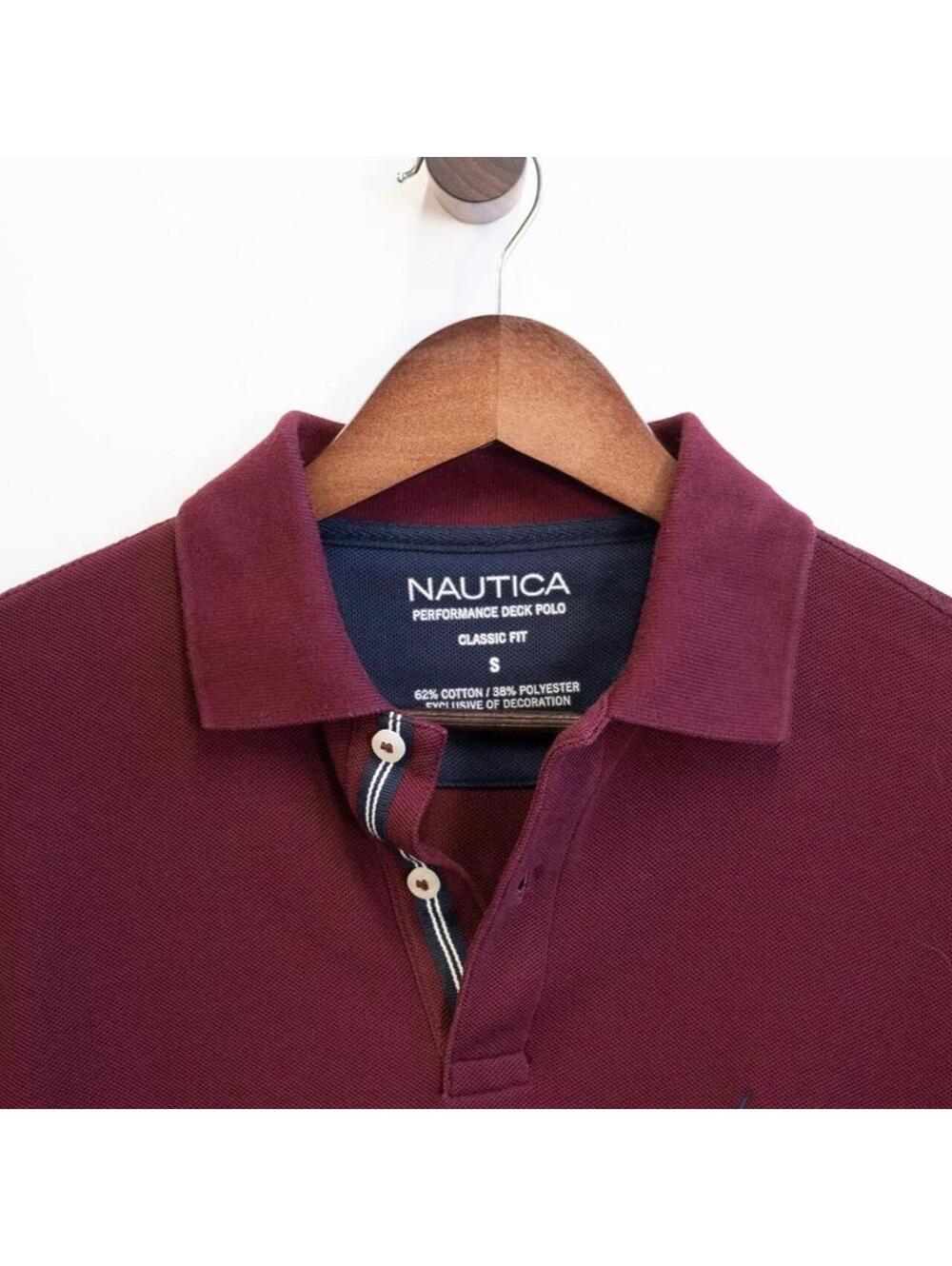 Nautica Performance Deck Polo Burgundy Classic Fit Size Small